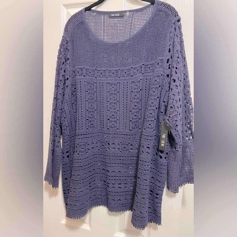 NWT NIC + ZOE BLUE JEAN CROCHET 1X TOP